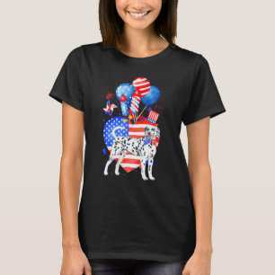 Dalmatian Dog Merica 4th Of July American Flag T-Shirt