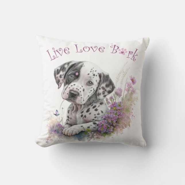 Dalmatian Dog Mum Floral Cushion (Front)