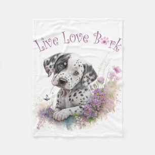 Dalmatian Dog Mum Floral Fleece Blanket