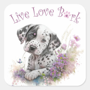 Dalmatian Dog Mum Floral Square Sticker