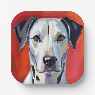 Dalmatian   Dog Painting Pet Watercolor Paper Plate