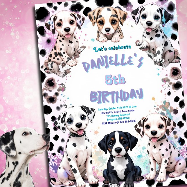 Dalmatian & Dog Pals Watercolor Birthday Party Invitation (Creator Uploaded)