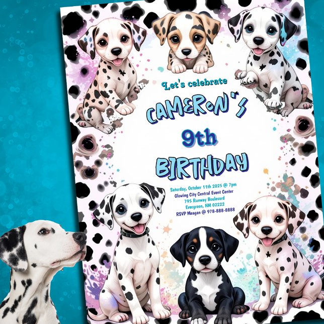 Dalmatian & Dog Pals Watercolor Birthday Party Invitation (Creator Uploaded)