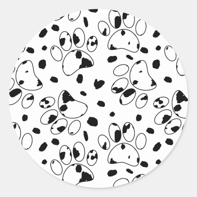 Dalmatian Dog Paw With Spots Classic Round Sticker (Front)