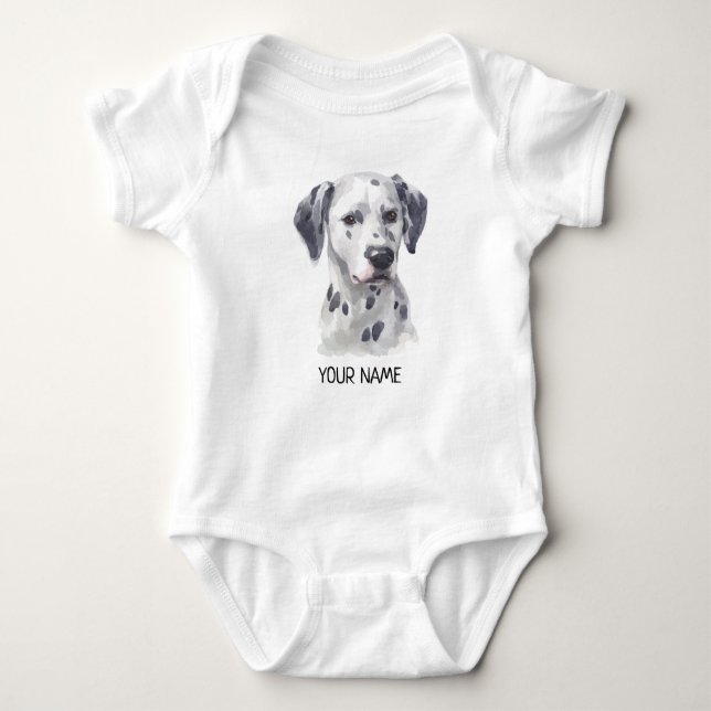 Dalmatian Dog Pet Watercolor Baby Bodysuit (Front)