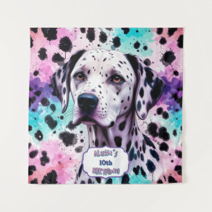 Dalmatian Dog Pink Purple Turquoise Birthday Tapestry