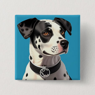 Dalmatian Dog Portrait 15 Cm Square Badge