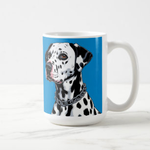 Dalmatian Dog Portrait Against Blue Background Coffee Mug