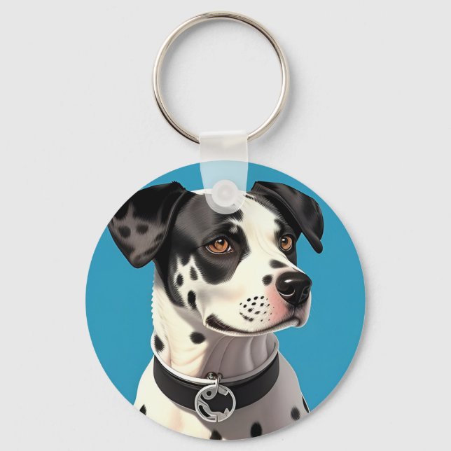 Dalmatian Dog Portrait Key Ring (Front)