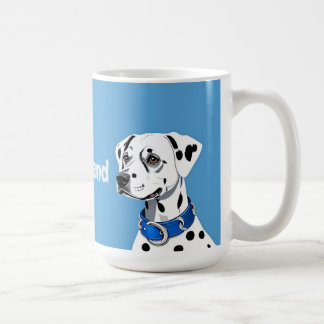 Dalmatian Dog Portrait With Blue Collar Coffee Mug