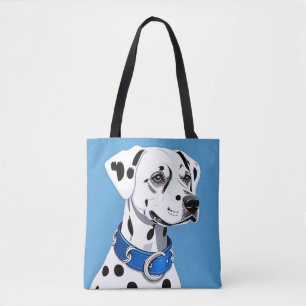 Dalmatian Dog Portrait With Blue Collar Tote Bag
