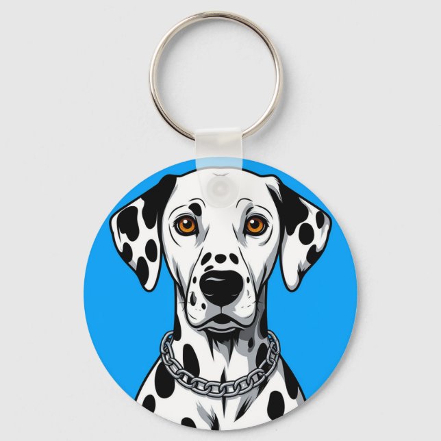 Dalmatian Dog Portrait with Vibrant Background Key Ring (Front)