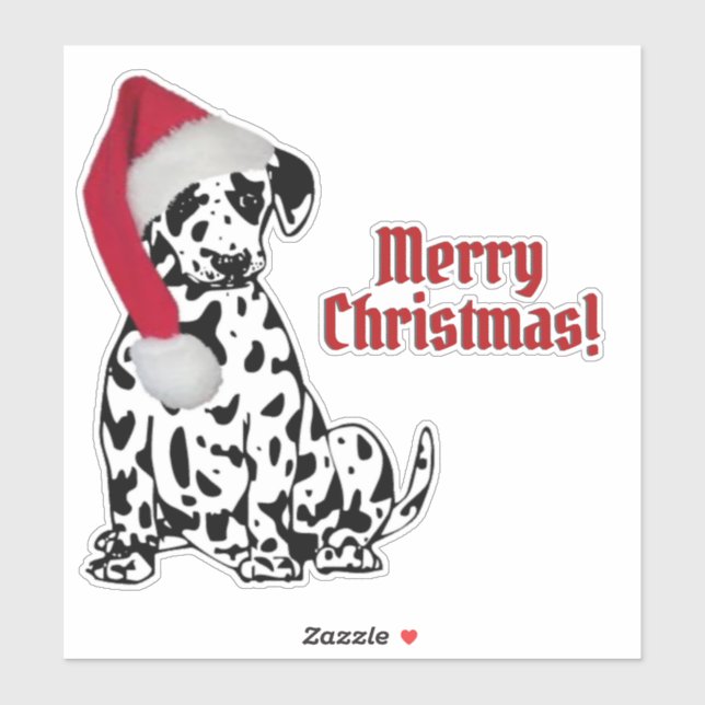 Dalmatian Dog Red Stocking Cap Merry Christmas (Sheet)