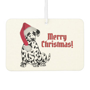 Dalmatian Dog Red Stocking Cap Merry Christmas Car Air Freshener