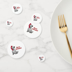 Dalmatian Dog Red Stocking Cap Merry Christmas Confetti