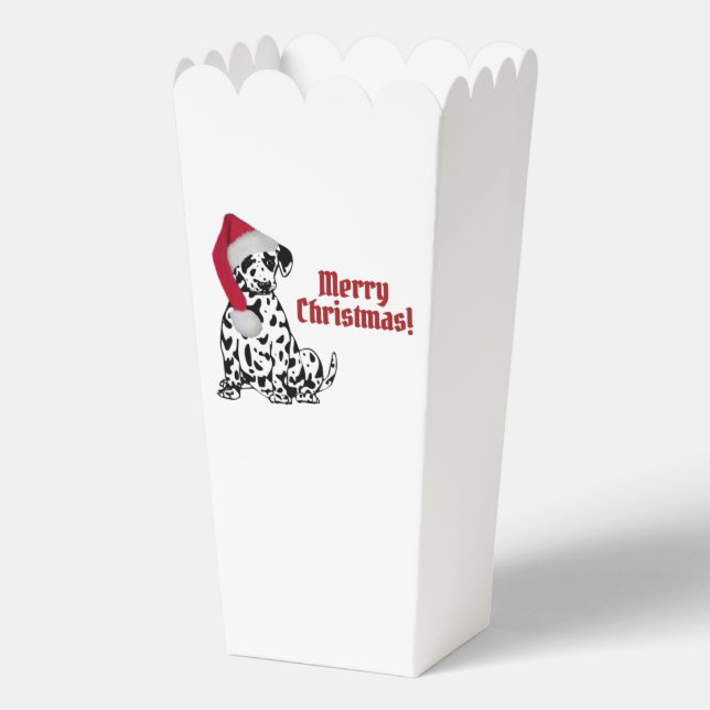 Dalmatian Dog Red Stocking Cap Merry Christmas Favour Box (Back)