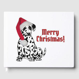 Dalmatian Dog Red Stocking Cap Merry Christmas Guest Book