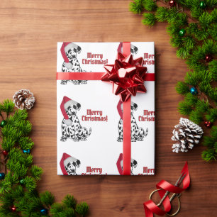 Dalmatian Dog Red Stocking Cap Merry Christmas Wrapping Paper