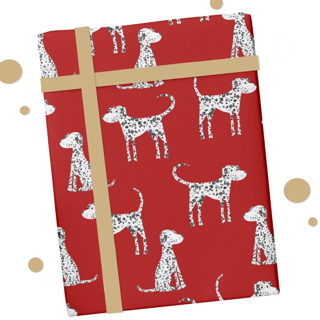 Dalmatian Dog Red Wrapping Paper (Fun Dalmatian dog red gift wrapping paper roll)