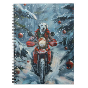 Dalmatian Dog Riding Motorcycle Christmas Notebook