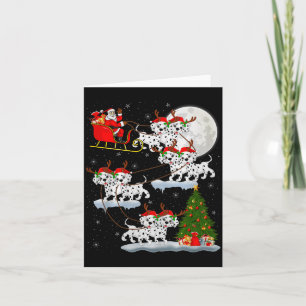 Dalmatian Dog Santa Sleigh Flying Funny Magical Ch Card