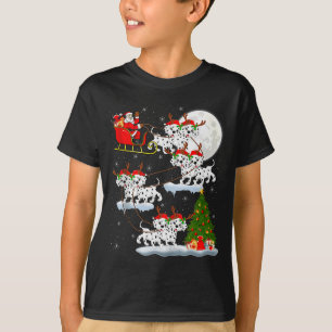 Dalmatian Dog Santa Sleigh Flying Funny Magical Ch T-Shirt