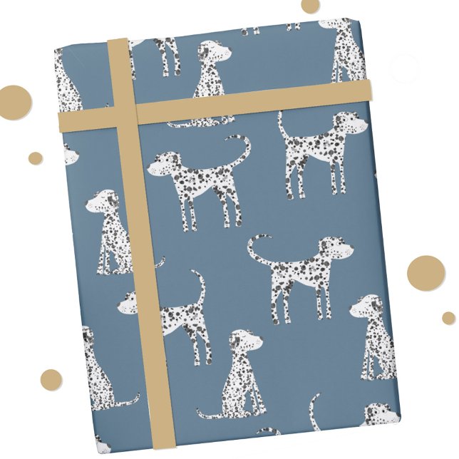 Dalmatian Dog Teal Green Wrapping Paper (Fun Dalmatian Dog gift wrap paper roll)