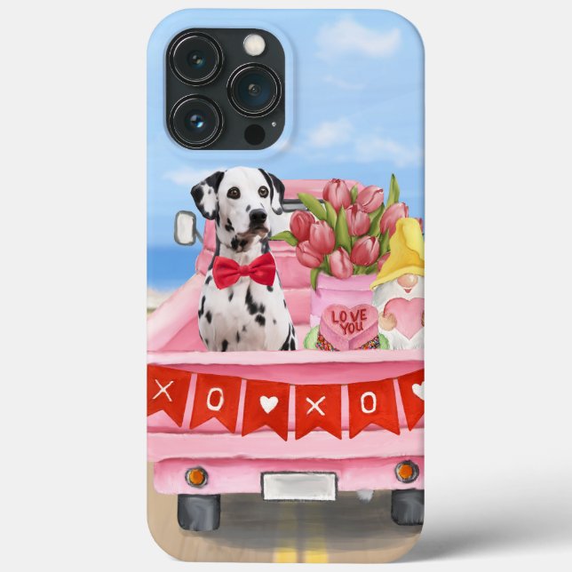 Dalmatian Dog Valentine's Day Truck Hearts Case-Mate iPhone Case (Back)