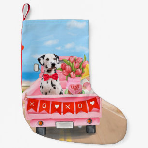 Dalmatian Dog Valentine's Day Truck Hearts Small Christmas Stocking