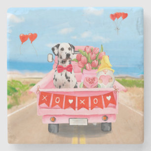 Dalmatian Dog Valentine's Day Truck Hearts Stone Coaster