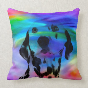 Dalmatian Dog Water Colour Splash Art Portrait Cushion