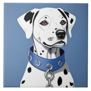 Dalmatian Dog Wearing a Blue Collar Ceramic Tile