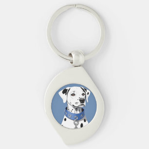 Dalmatian Dog Wearing a Blue Collar Key Ring