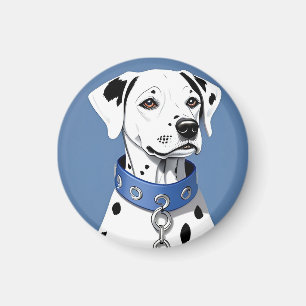 Dalmatian Dog Wearing a Blue Collar Magnet
