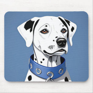Dalmatian Dog Wearing a Blue Collar Mouse Pad