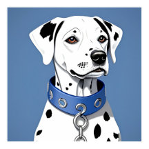 Dalmatian Dog Wearing a Blue Collar