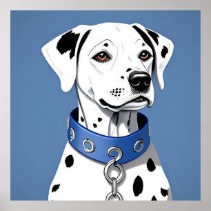Dalmatian Dog Wearing a Blue Collar Poster
