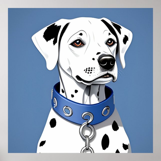 Dalmatian Dog Wearing a Blue Collar Poster (Front)