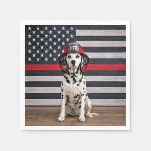 Dalmatian Dog Wearing a Fireman Helmet Napkin