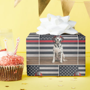 Dalmatian Dog Wearing a Fireman Helmet Wrapping Paper