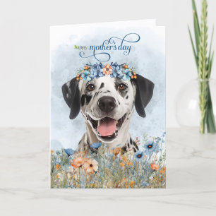Dalmatian Dog Wildflowers Mother's Day Holiday Card