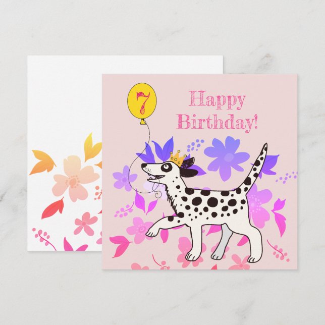 Dalmatian dog wishes happy seventh birthday! (Front/Back)