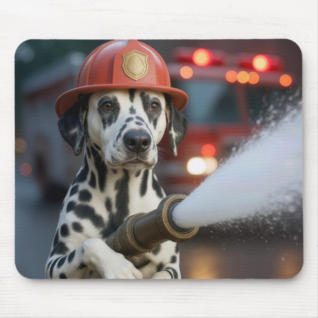 Dalmatian Dog With a Fire Hose Mouse Pad (Front)