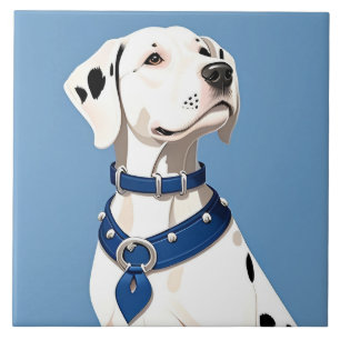 Dalmatian Dog With Blue Collar Ceramic Tile