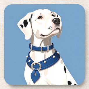 Dalmatian Dog With Blue Collar Coaster