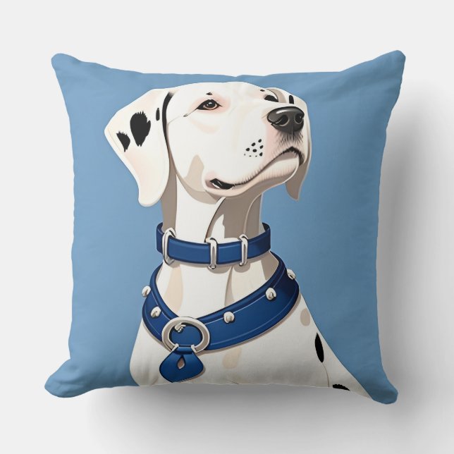 Dalmatian Dog With Blue Collar Cushion (Front)