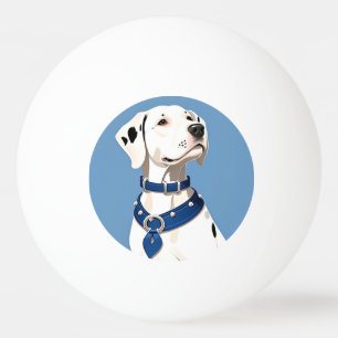 Dalmatian Dog With Blue Collar Ping Pong Ball
