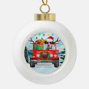 Dalmatian dog with Christmas gifts Ceramic Ball Christmas Ornament