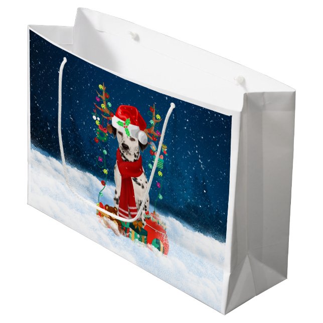 Dalmatian dog with Christmas gifts  Large Gift Bag (Front Angled)