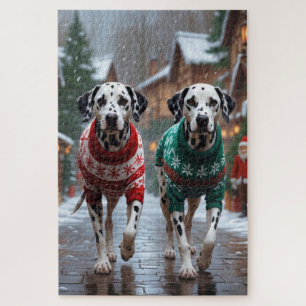 Dalmatian Dogs Christmas Snow Holiday Jigsaw Puzzle